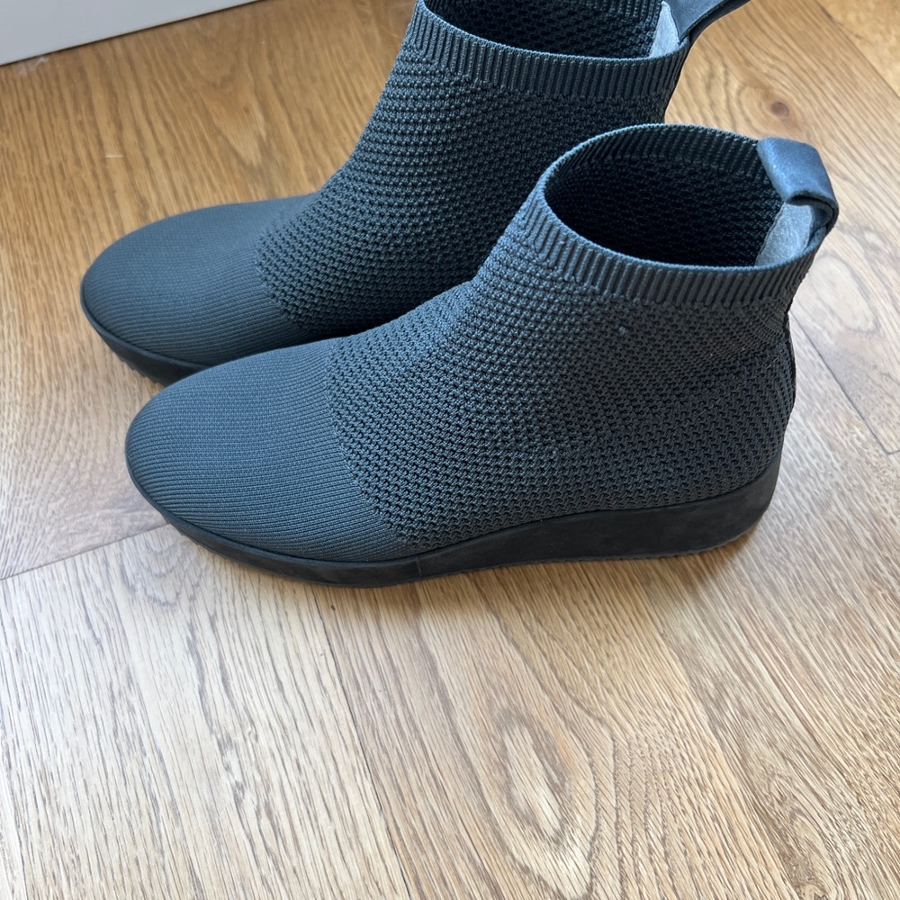 Eileen Fisher Gray Knit Ankle Boots